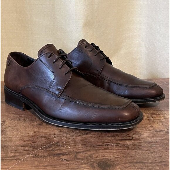 Taryn Rose Mens Oxford Dress Shoes Sz 9 C Brown Leather Split Moc Toe Italy Made main image 4